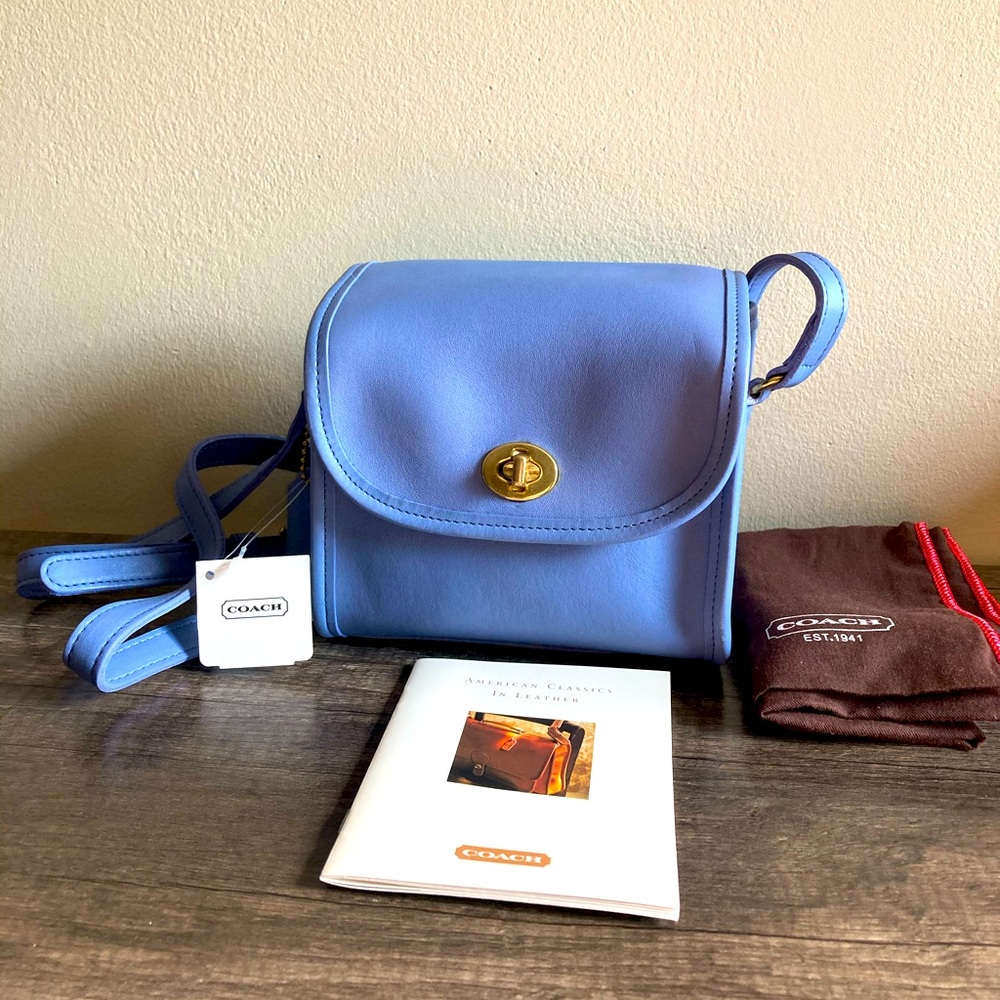 RARE Periwinkle Vintage Coach Emmie Flap Bag